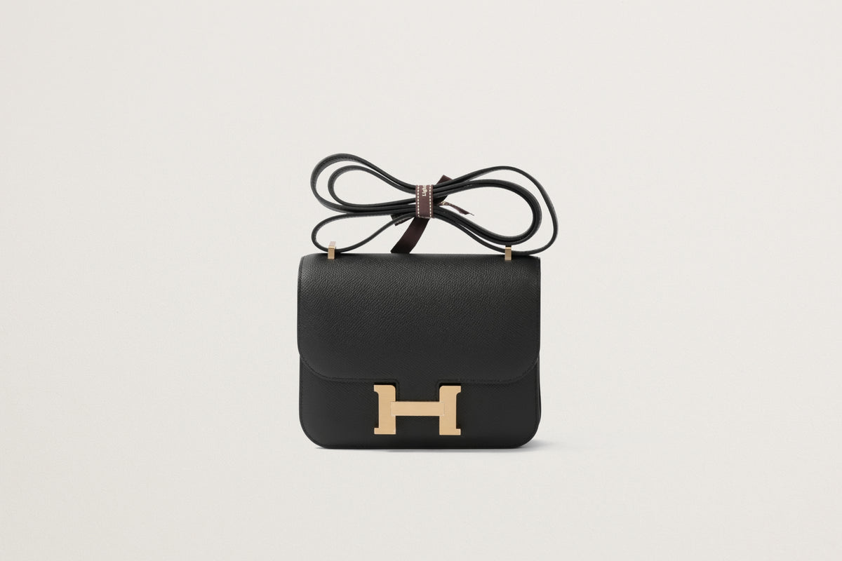 コンスタンススリム　黒✖️ローズゴールド　ストラップ付き HERMES コンスタンスミニ 黒 – GINZA SATAKE