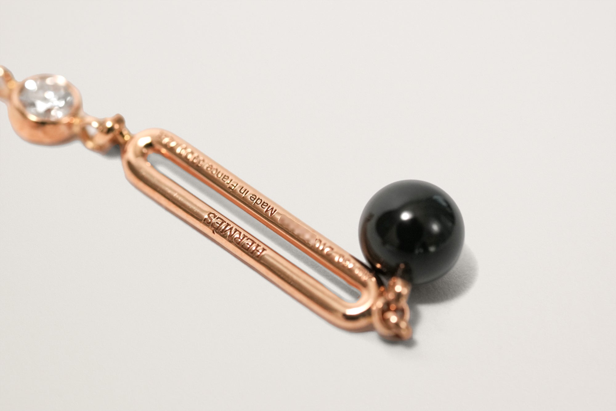 HERMES K18PG シェーヌ・ダンクル・カオス ドロップタイプ ダイヤモンドピアス