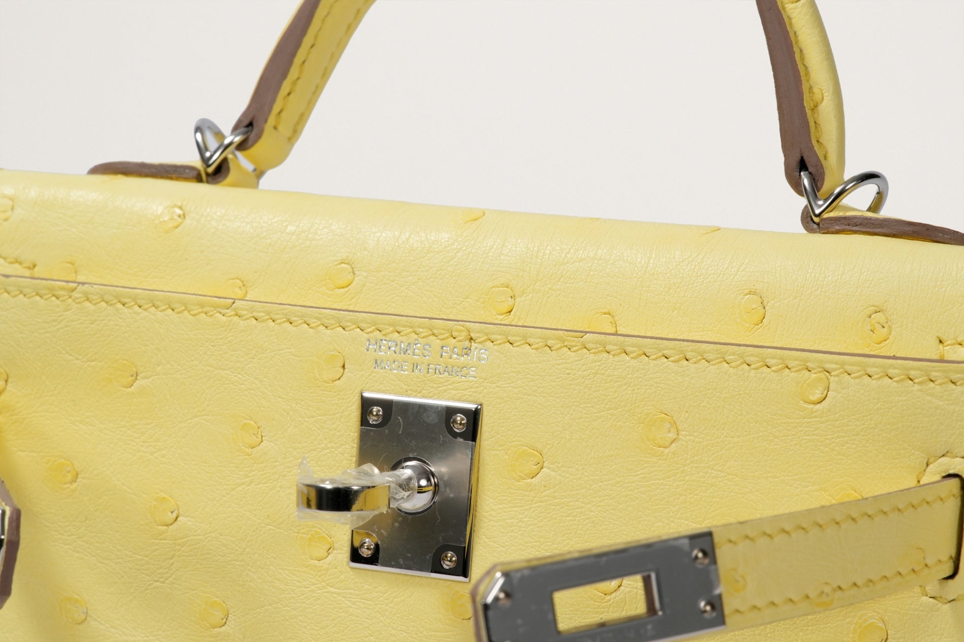 HERMES ミニケリー2 オーストリッチ リモンチェッロ