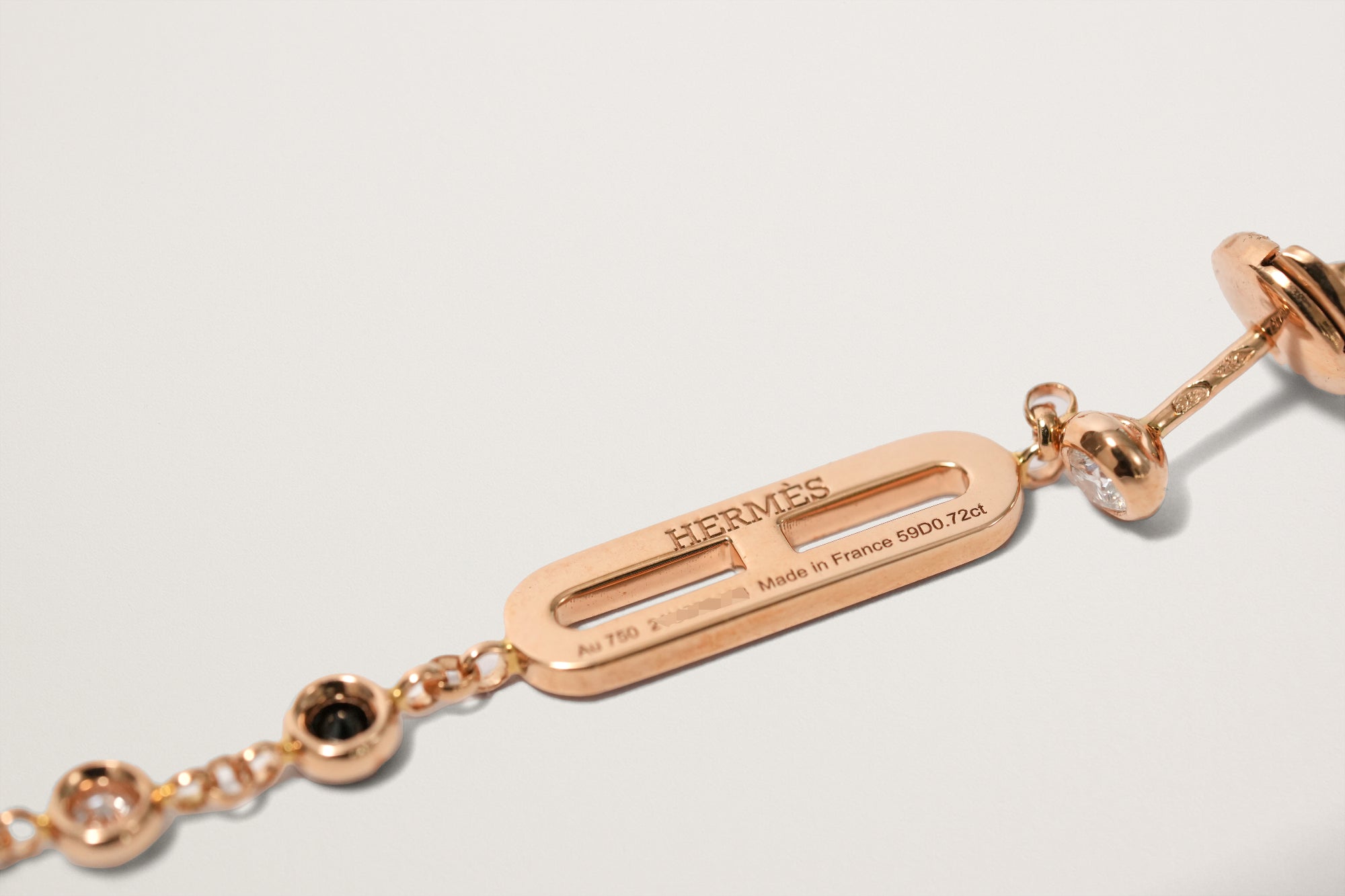 HERMES K18PG シェーヌ・ダンクル・カオス ドロップタイプ ダイヤモンドピアス