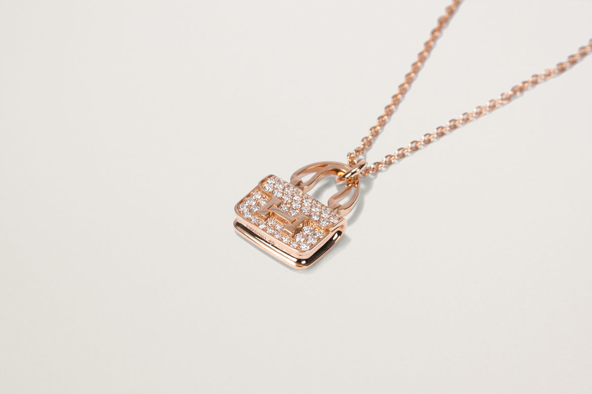 HERMES K18PG アミュレット コンスタンス ダイヤモンドネックレス ダイヤモンドネックレス
