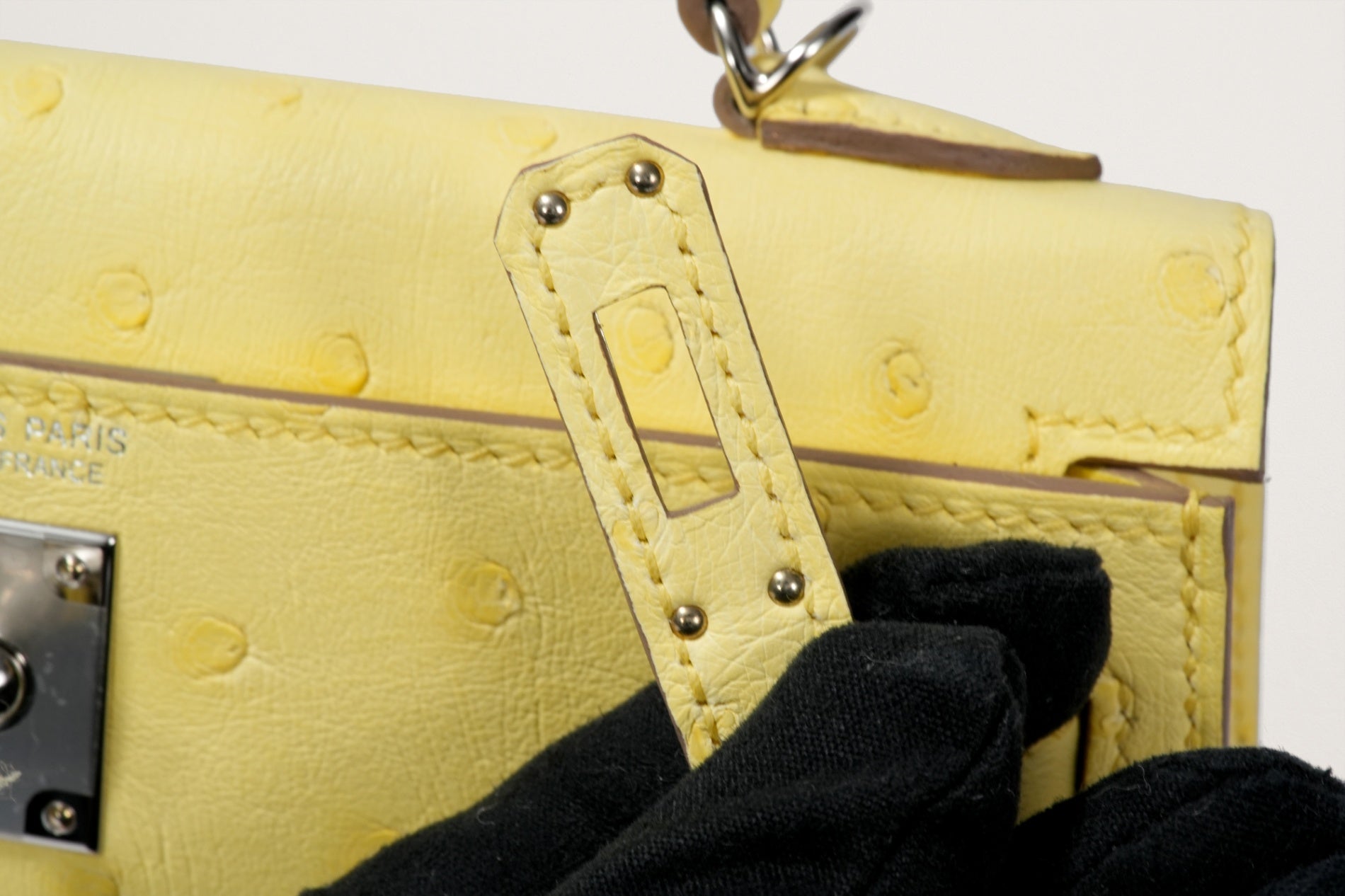 HERMES ミニケリー2 オーストリッチ リモンチェッロ