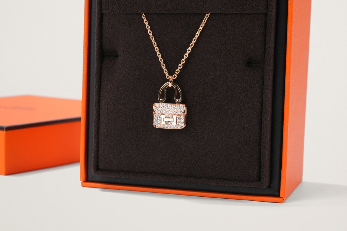 HERMES K18PG アミュレット コンスタンス ダイヤモンドネックレス ダイヤモンドネックレス