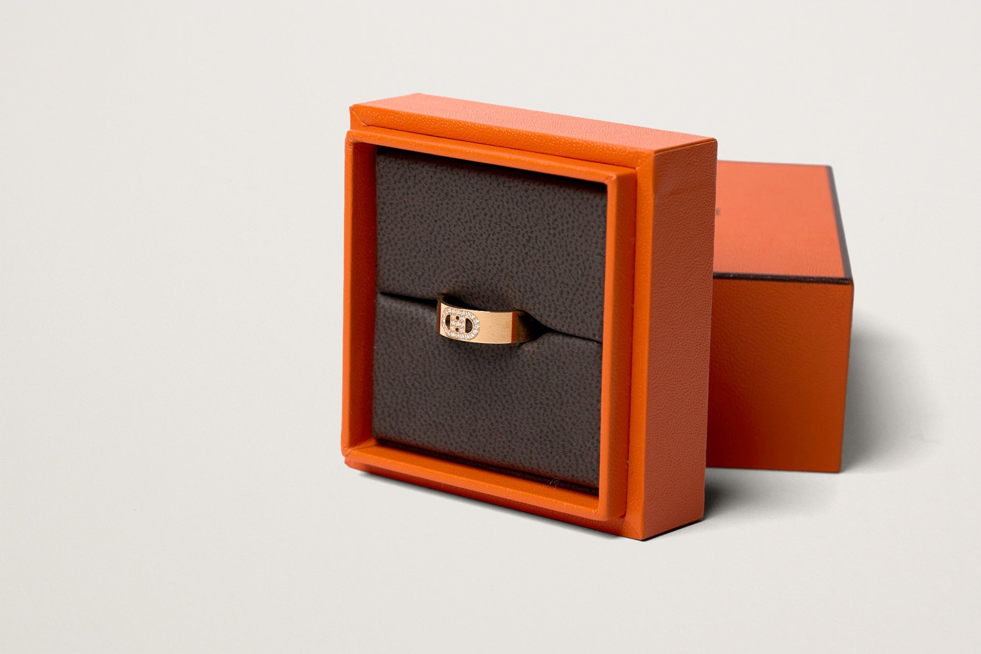 HERMES K18PG Hダンクル PM ダイヤモンドリング