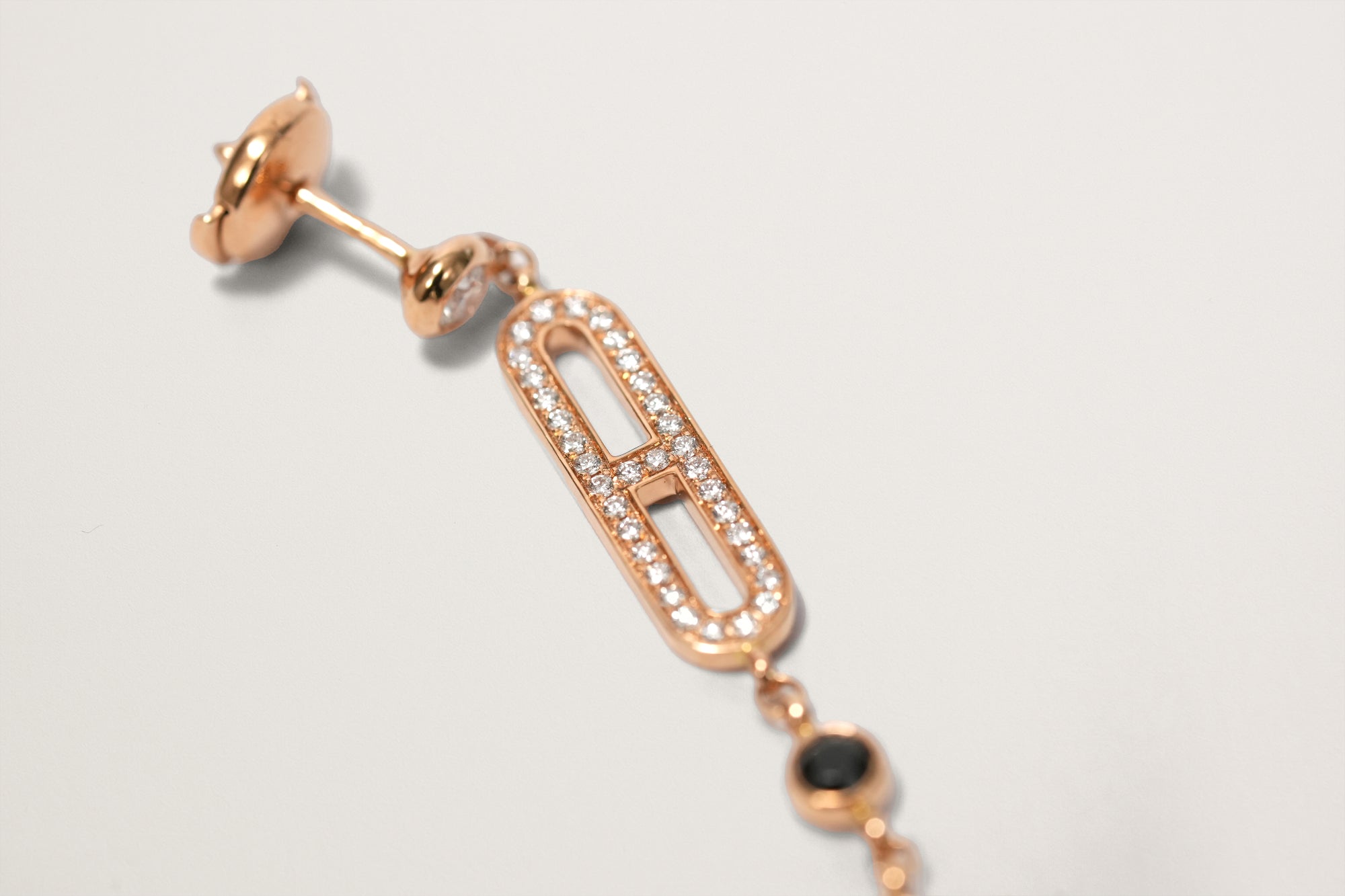HERMES K18PG シェーヌ・ダンクル・カオス ドロップタイプ ダイヤモンドピアス