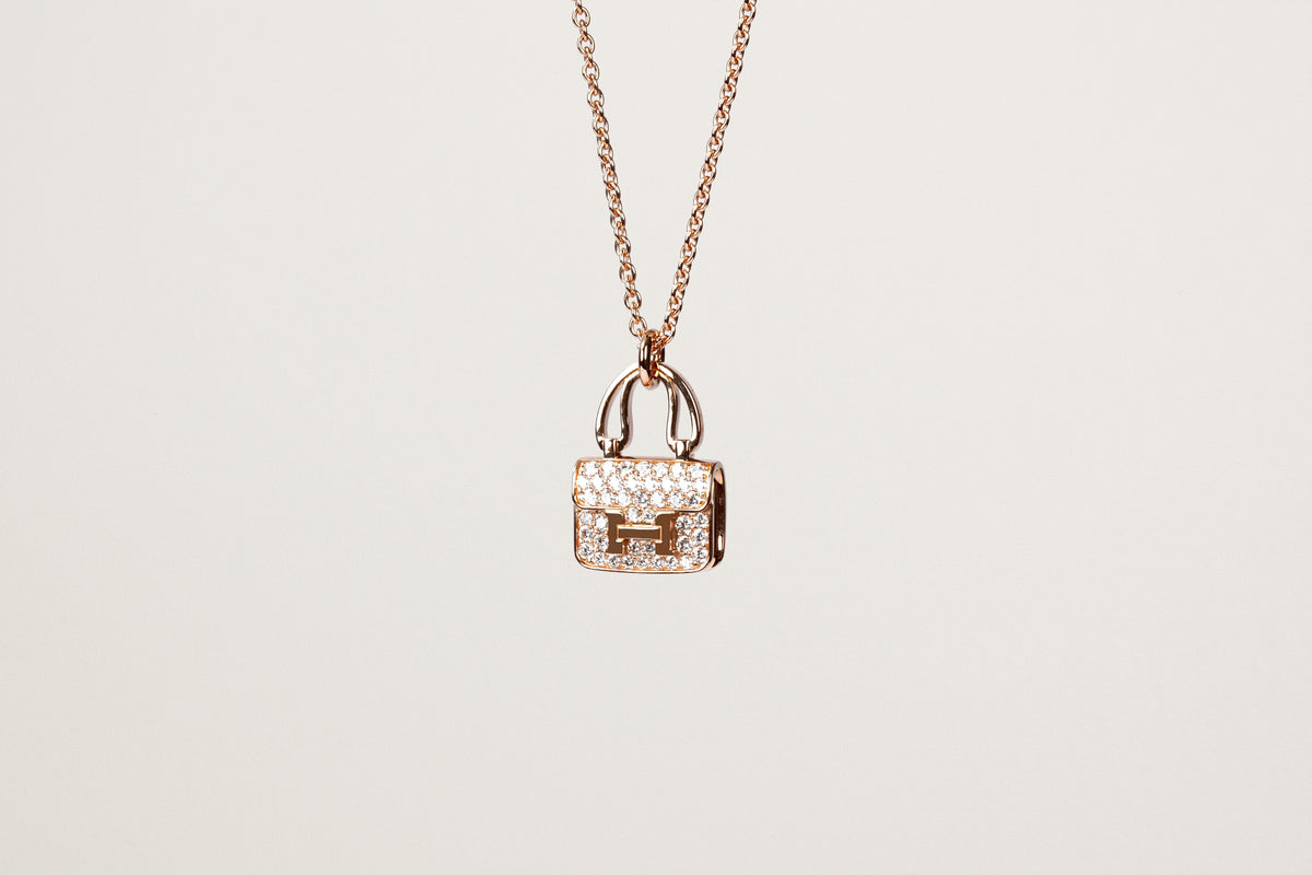 HERMES K18PG アミュレット コンスタンス ダイヤモンドネックレス ダイヤモンドネックレス