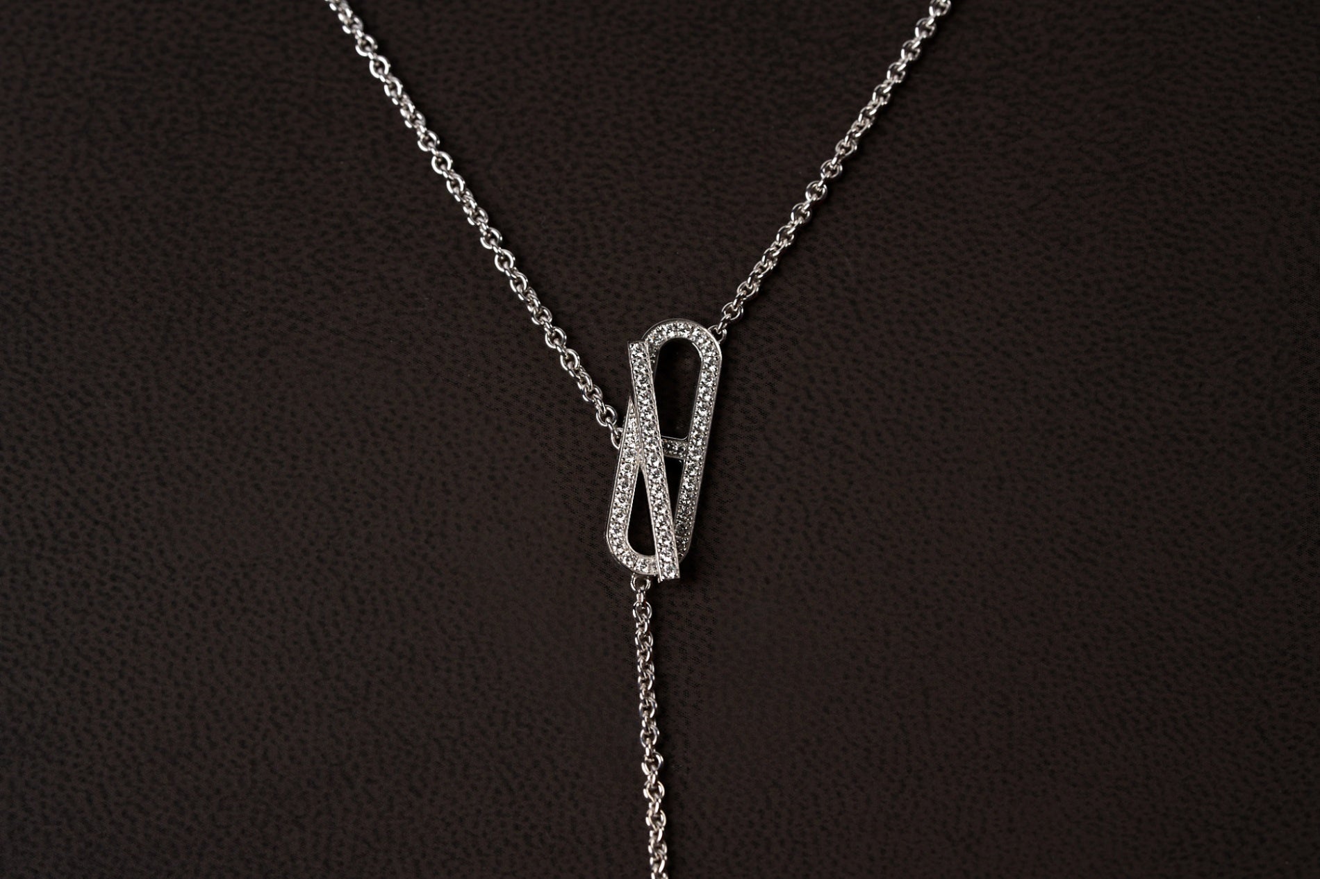 HERMES K18WG エヴァーシェーヌダンクル ダイヤモンドネックレス