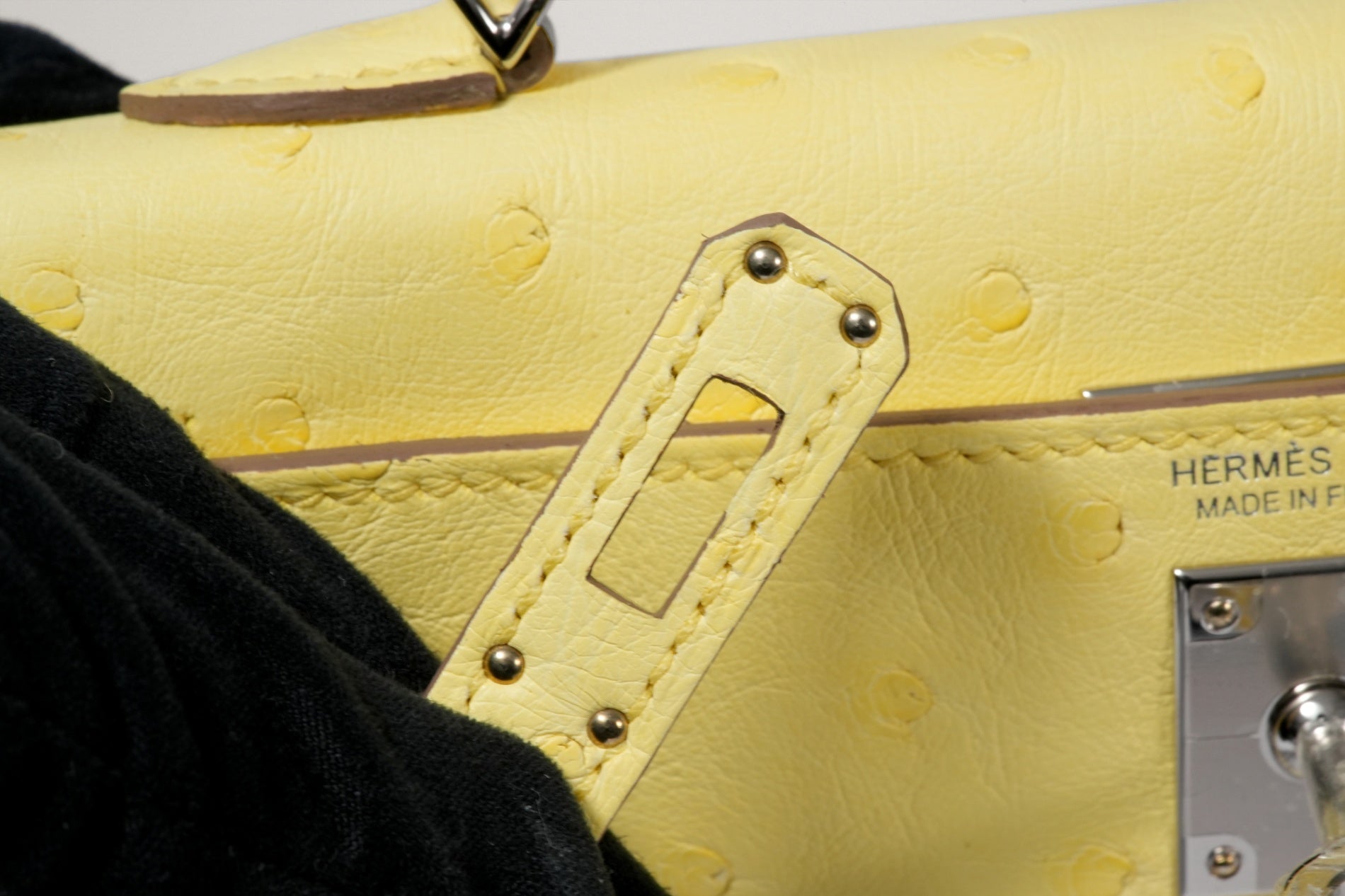 HERMES ミニケリー2 オーストリッチ リモンチェッロ
