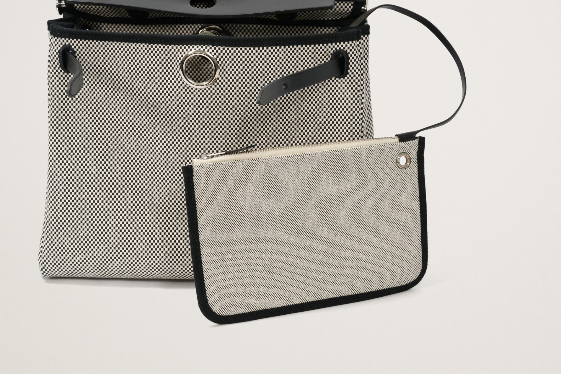 HERMES エールバッグ31 黒/エクリュ