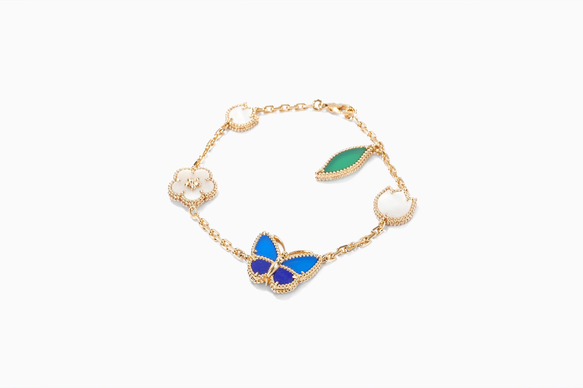 Van Cleef & Arpels K18YG 5モチーフ ラッキースプリング パピヨン
