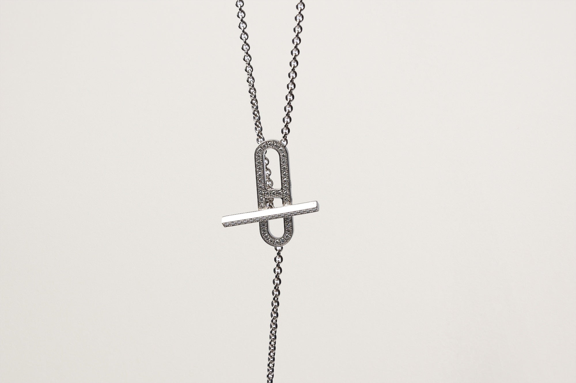 HERMES K18WG エヴァーシェーヌダンクル ダイヤモンドネックレス