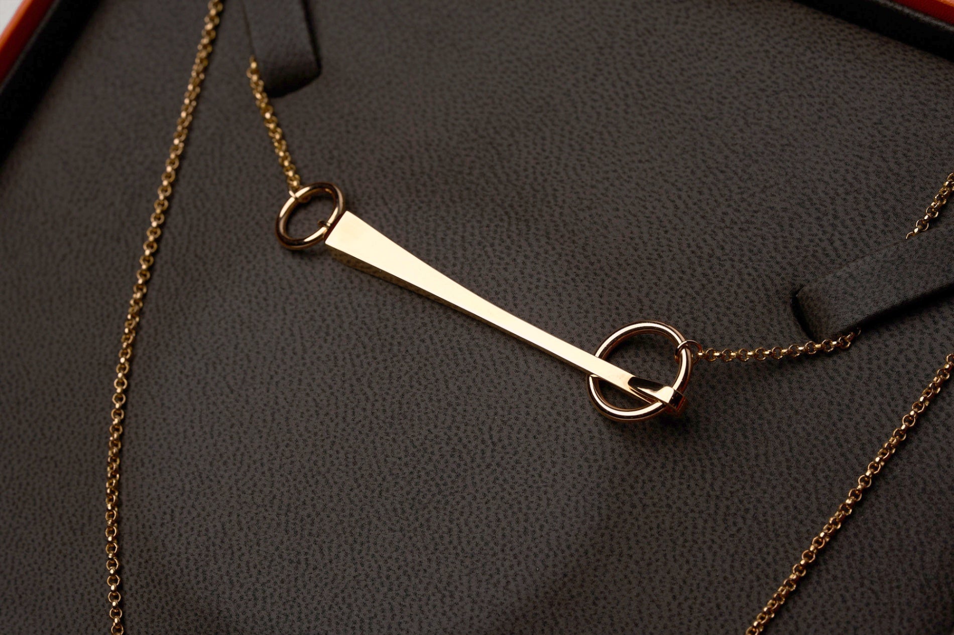 HERMES K18PG クルー・ド・フォルジュ ロング ネックレス